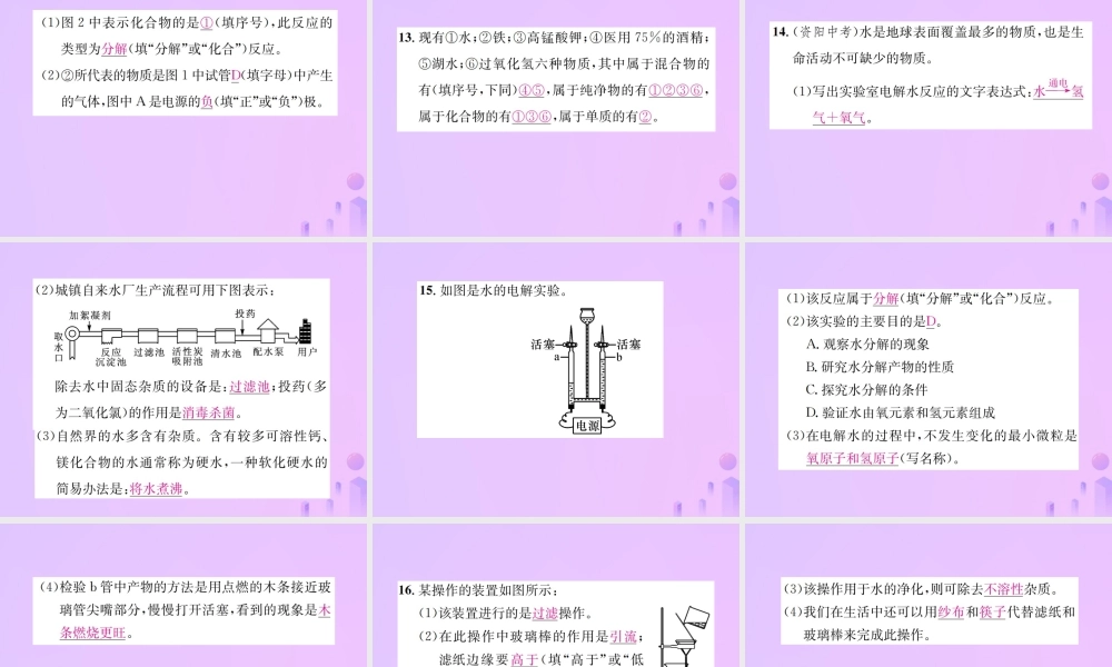 九年级化学上册 第四单元 自然界的水周周练(课题1 课题3(增分课练)习题课件 (新版)新人教版 课件