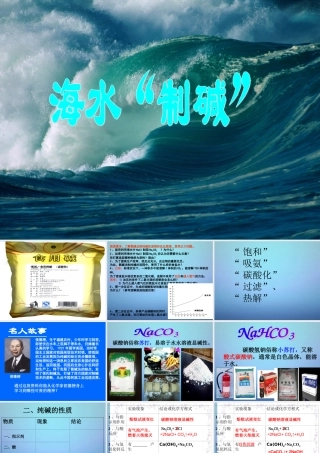 九年级化学下册 第八单元 第三节 海水 制碱 课件 (新版)鲁教版 课件