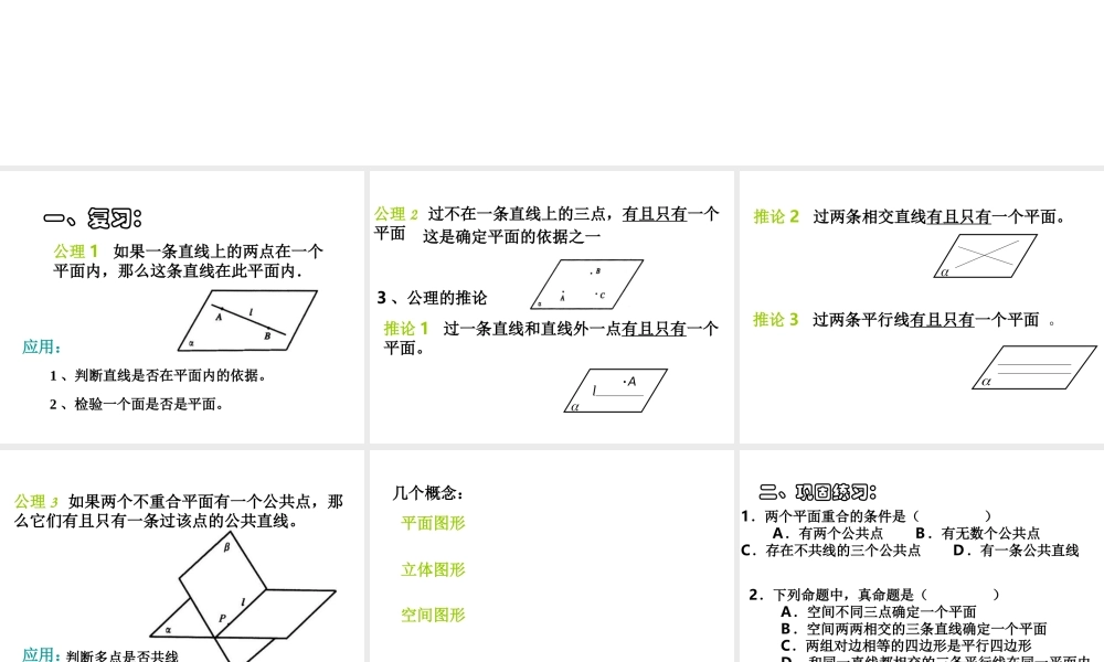 211(平面的基本性质2)课件(新人教A版必修2)