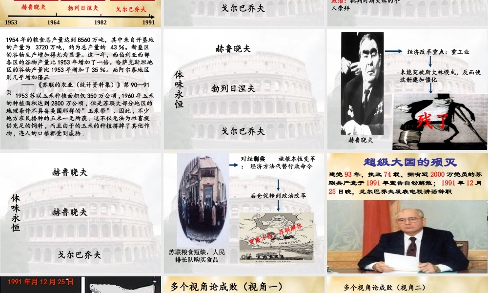 九年级历史下册 第10课 苏联的改革和解体课件 新人教版 课件