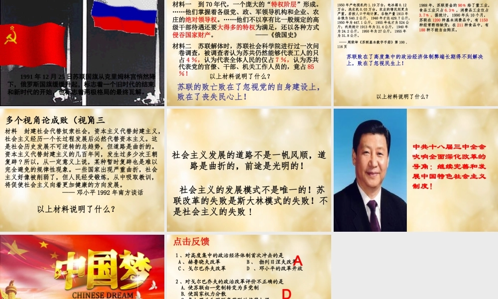 九年级历史下册 第10课 苏联的改革和解体课件 新人教版 课件