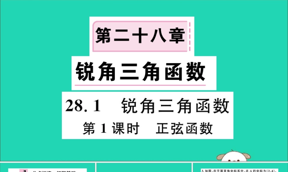 (湖北专用)九年级数学下册 第28章 锐角三角函数 28.1 锐角三角函数 第1课时 正弦函数习题讲评课件 (新版)新人教版 课件
