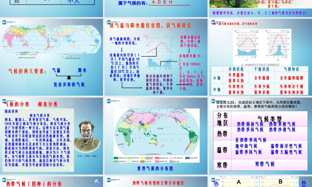 七年级地理上册 第三章 第四节 世界的气候课件 新人教版 课件