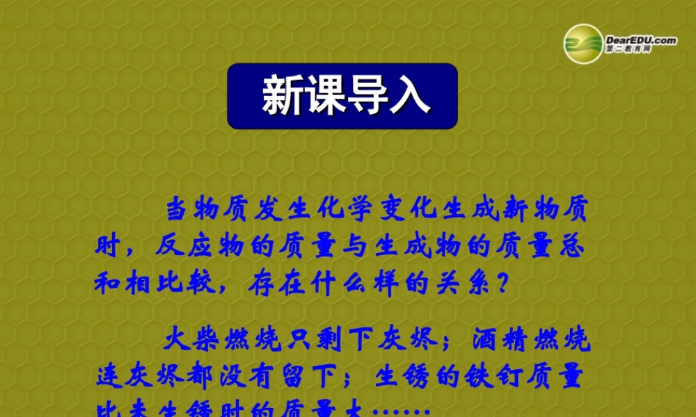 九年级化学全册 第5单元 第1节 质量守恒定律课件 鲁教版 课件