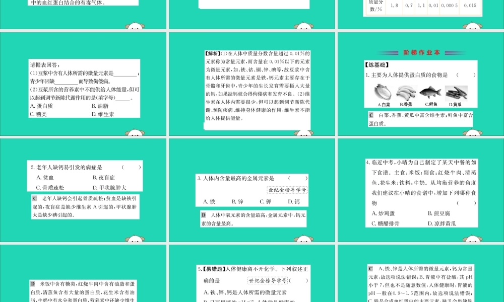 九年级化学下册 第十二单元 化学与生活 122 化学元素与人体健康训练课件 (新版)新人教版 课件