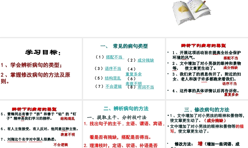 中考语文专题复习－辨析和修改病句课件