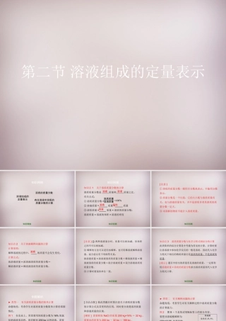 九年级化学下册 第9章 第2节(溶液组成的定量表示)复习课件 (新版)北京课改版 课件