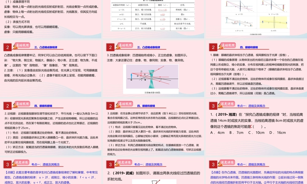 中考物理一轮复习 专题04 透镜成像及应用课件