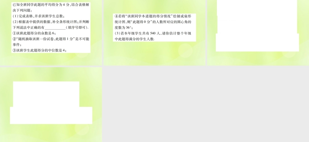 中考数学总复习 第八单元 统计与概率 第29课时 统计(高效集训本)课件