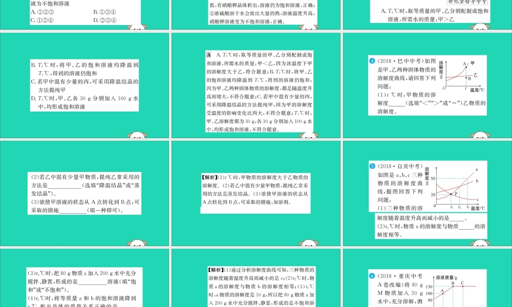 九年级化学下册 第九单元 溶液 92 溶解度训练课件 (新版)新人教版 课件