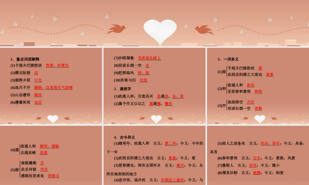 中考语文 第一篇 课内重点文言文梳理十四 岳阳楼记讲解课件