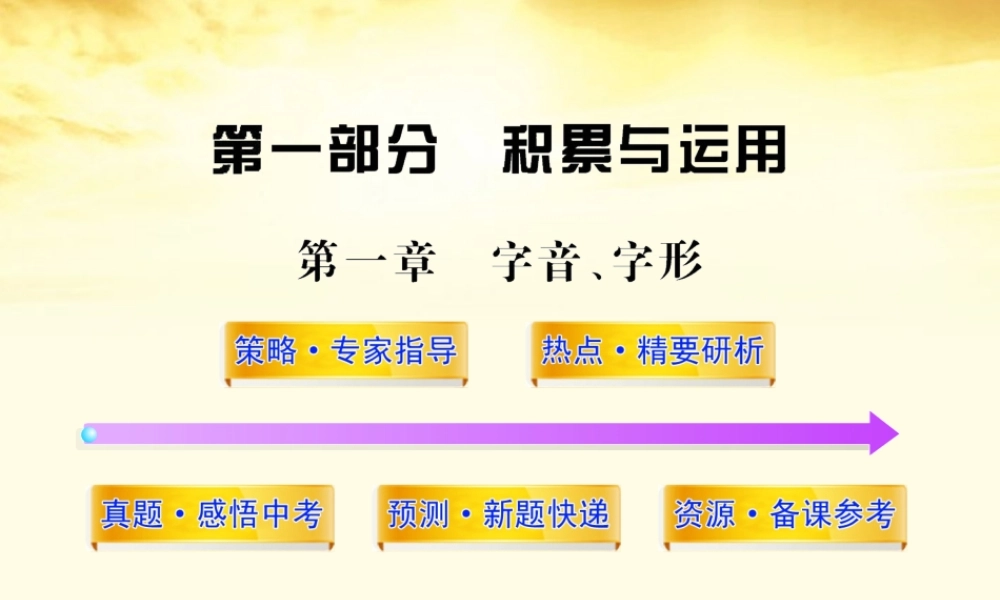 中考语文第二轮复习 第一部分积累与运用第一章字音字形课件 人教新课标版 课件