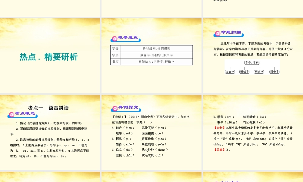 中考语文第二轮复习 第一部分积累与运用第一章字音字形课件 人教新课标版 课件
