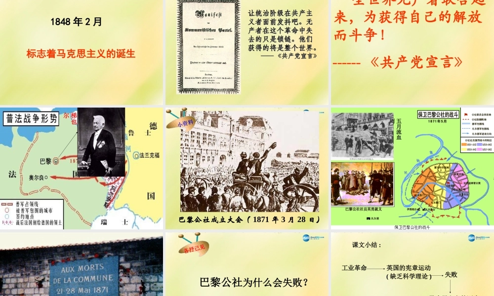 九年级历史上册(第六单元 第17课 国际国际工人运动与马克思主义的诞生)课件 新人教版 课件