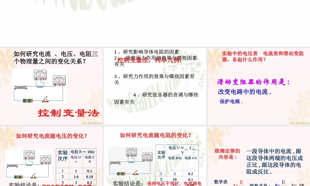 151欧姆定理 江苏地区初三物理第十五章欧姆定律全章PPT课件[整理七课时] 沪教版