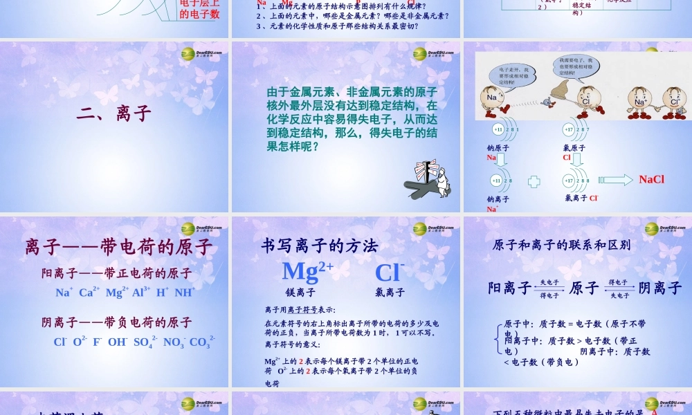 九年级化学上册 43 离子课件 新人教版 课件