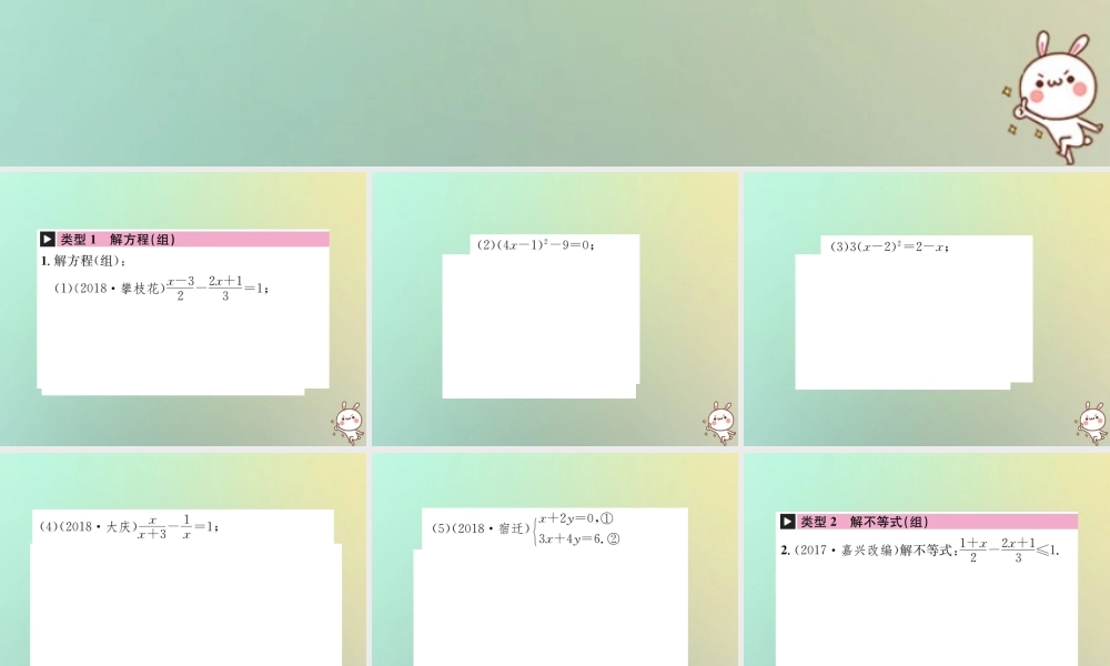 中考数学系统复习 第二单元 方程与不等式 滚动小专题(二)方程、不等式的解法课件