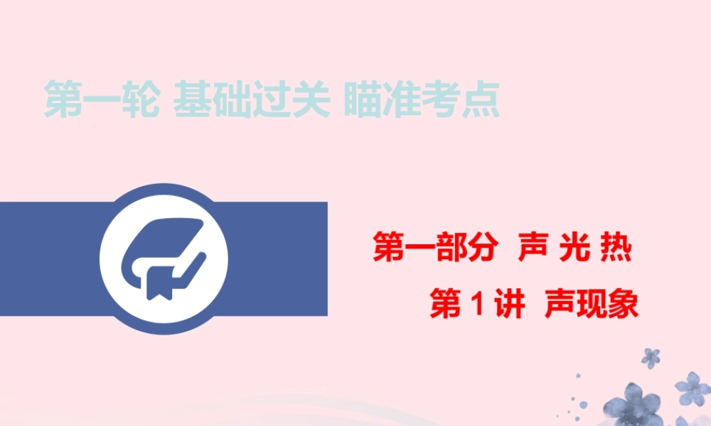中考物理总复习 第一轮 基础过关 瞄准考点第1讲 声现象课件