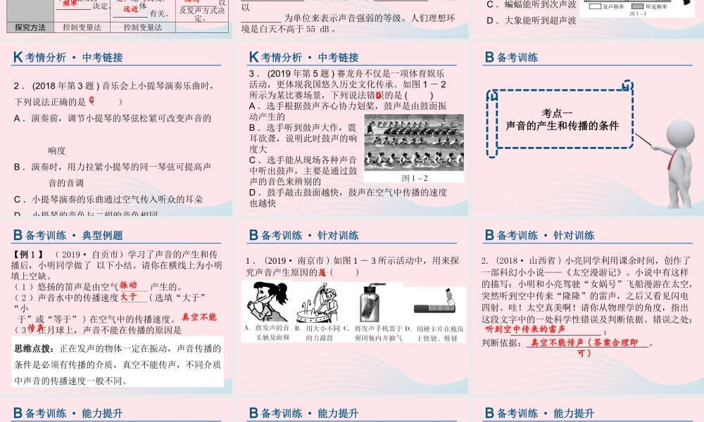 中考物理总复习 第一轮 基础过关 瞄准考点第1讲 声现象课件