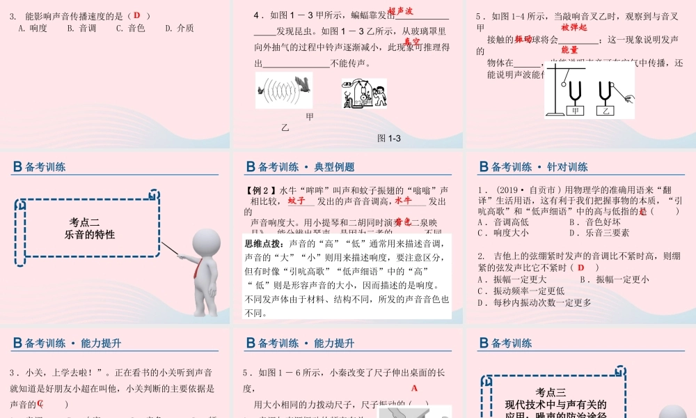 中考物理总复习 第一轮 基础过关 瞄准考点第1讲 声现象课件