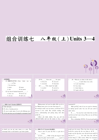 中考英语总复习 第一篇 教材知识梳理篇 组合训练7 八上 Units 3 4(精练)课件