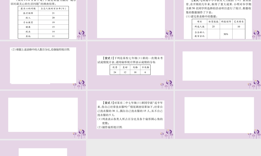 七年级数学上册 第5章 数据的收集与整理 教材回归(五)扇形统计图的制作课件 (新版)沪科版 课件
