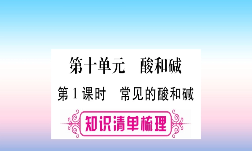 (湖北专版)中考化学总复习 第1部分 教材系统复习 九下 第10单元 酸和碱习题课件2 课件
