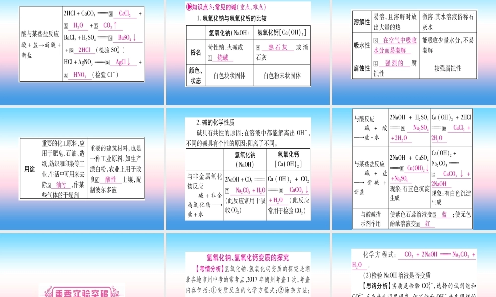 (湖北专版)中考化学总复习 第1部分 教材系统复习 九下 第10单元 酸和碱习题课件2 课件