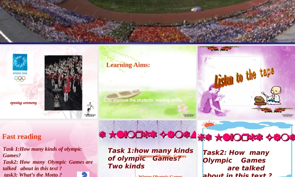 Unit8 The olympic games reading 人教版 课件