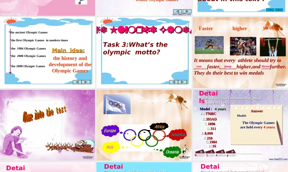 Unit8 The olympic games reading 人教版 课件