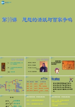 七年级历史上册 第10课 思想的活跃与百家争鸣课件 北师大版 课件