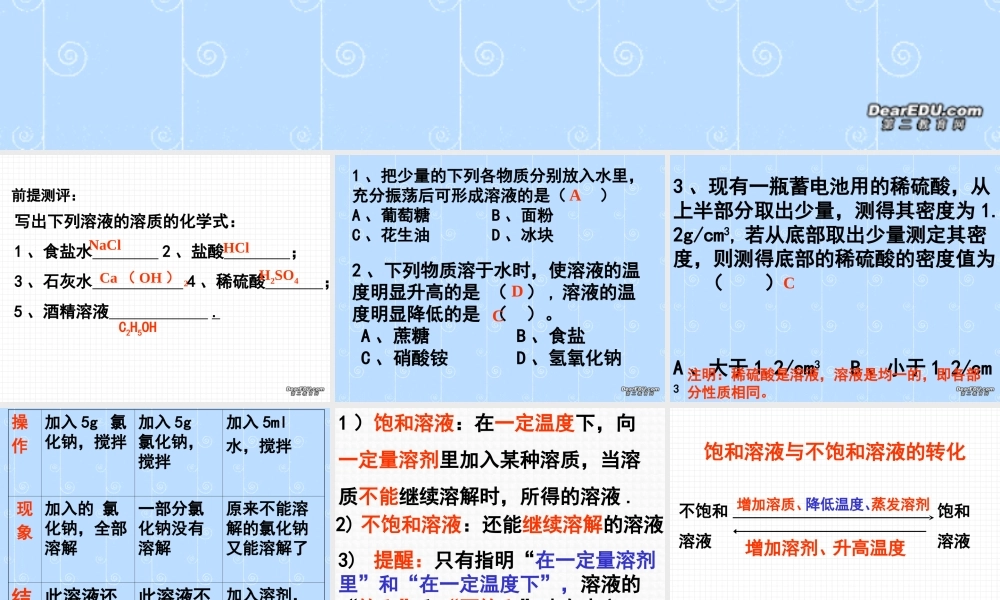 九年级化学溶解度 课件