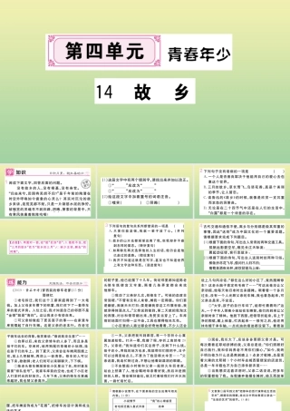 (河北专版)九年级语文上册 第四单元 14 故乡作业课件 新人教版 课件