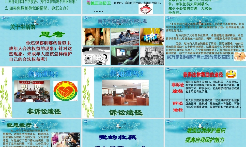 七年级政治下册 第七单元 第16课 第二框(未成年人的自我保护)参考课件3 鲁教版 课件