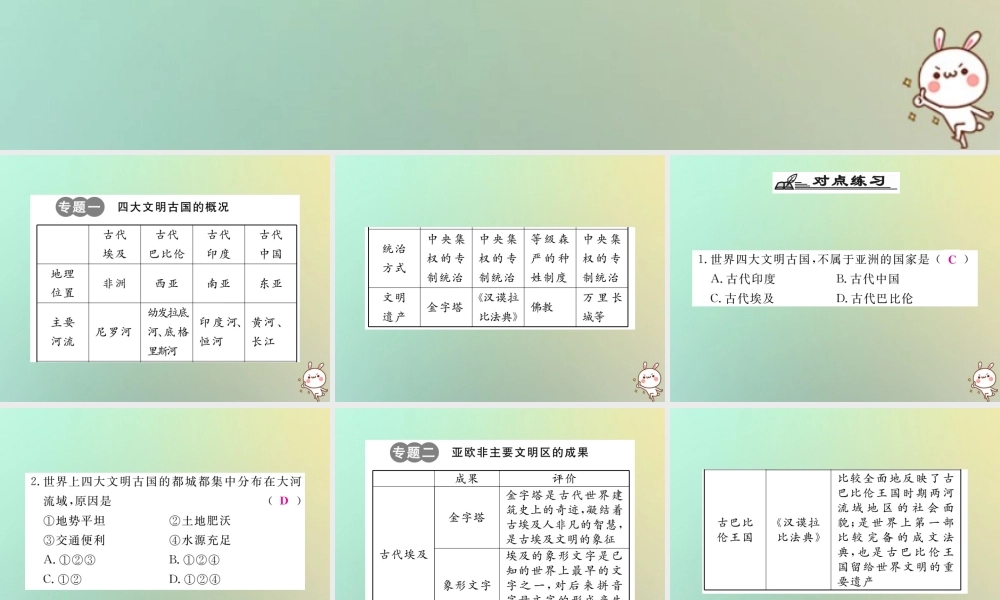 九年级历史上册 第二单元 古代希腊罗马专题整合习题课件 川教版 课件