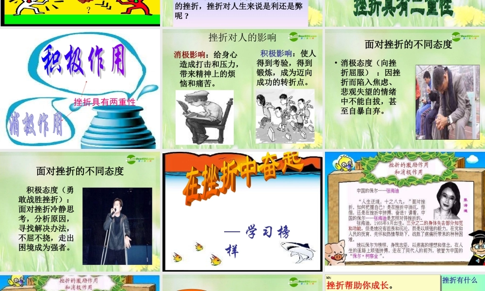 七年级政治下册 挫折的不同作用课件 人教新课标版 课件