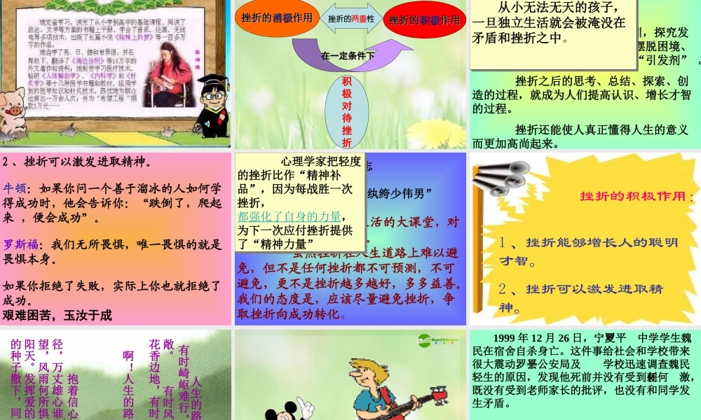 七年级政治下册 挫折的不同作用课件 人教新课标版 课件