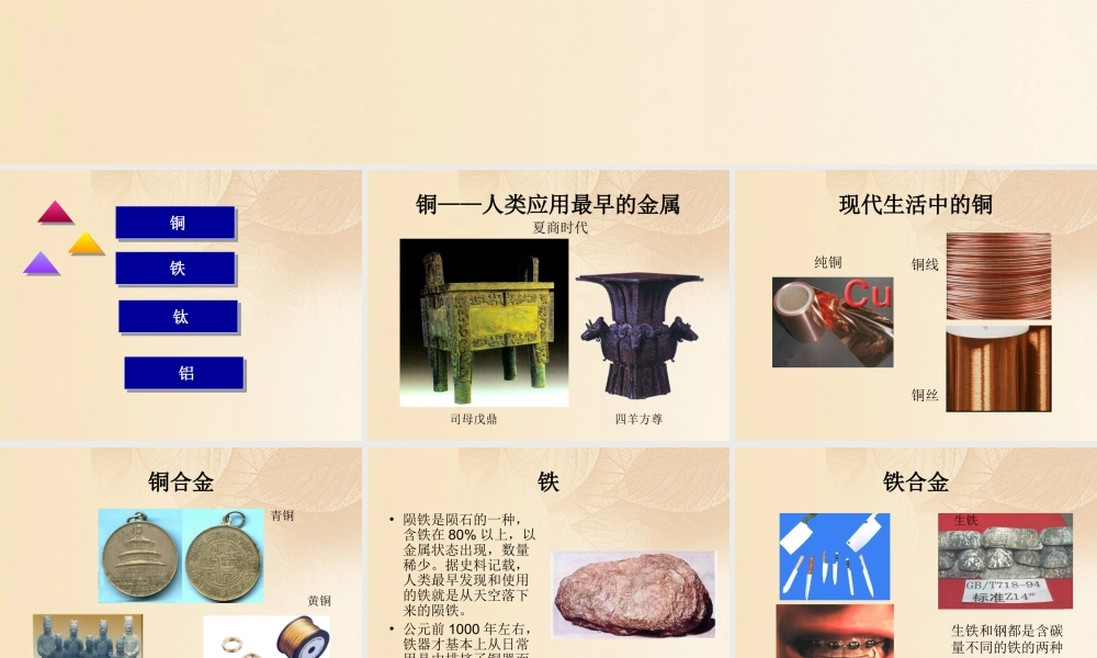 九年级化学下册 61 金属材料的物理特性 几种常见的金属素材 (新版)粤教版 素材