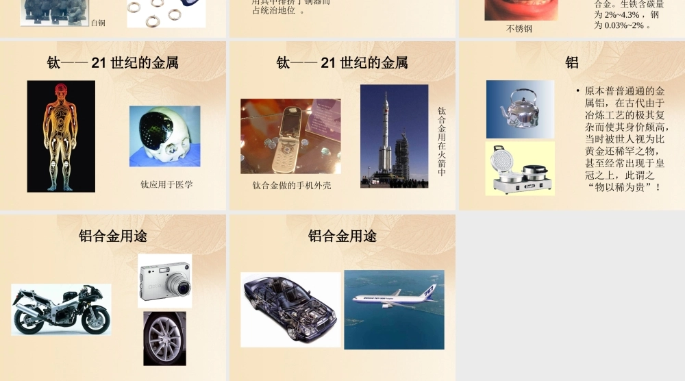 九年级化学下册 61 金属材料的物理特性 几种常见的金属素材 (新版)粤教版 素材