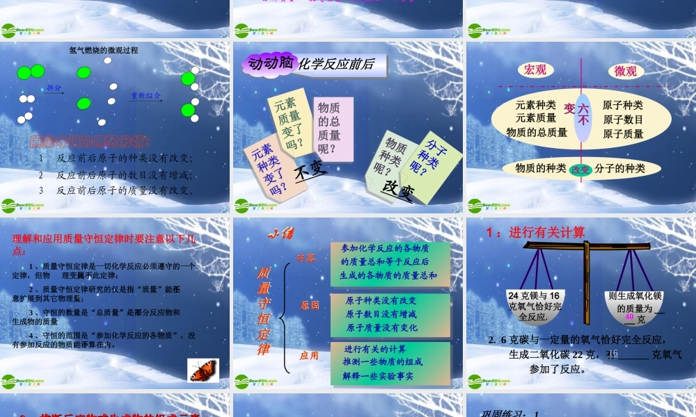 九年级化学 化学反应的表示(一)课件 鲁教版 课件