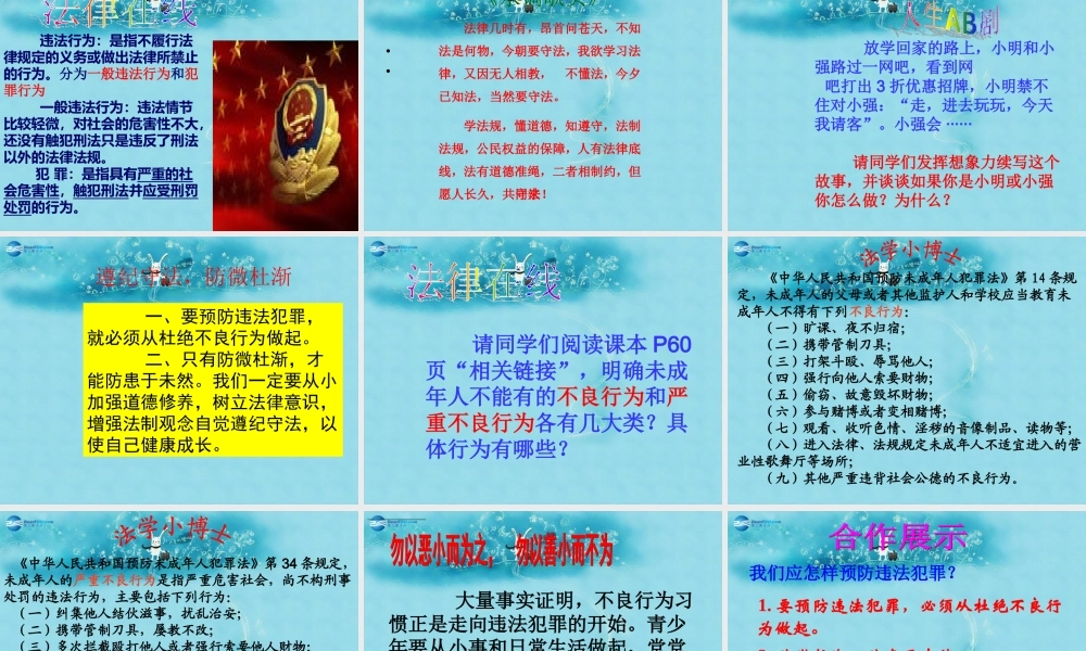 七年级政治下册 第十五课 第二框 预防违法犯罪 杜绝不良行为课件 鲁教版 课件