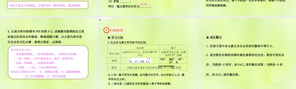 九年级化学上册 第四单元 自然界的水 课题4 化学式与化合价(第2课时)高效课堂课件 (新版)新人教版 课件