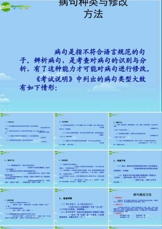 中考语文 (中考病句种类与修改方法)教学课件 人教新课标版 课件
