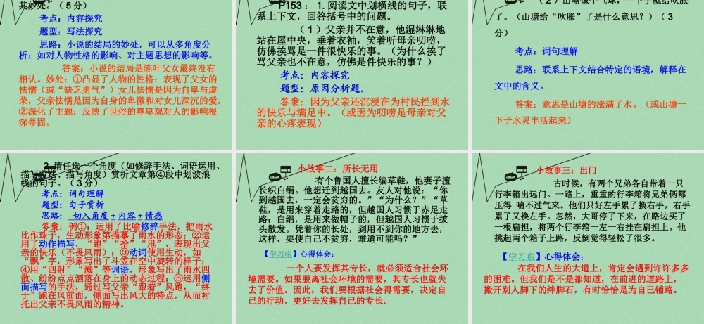 中考语文 考点技法点拨 记叙文与文学作品阅读 第7课时课件