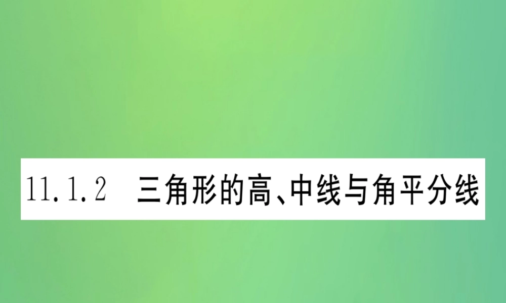 (江西专用)八年级数学上册 第11章 三角形 11.1 与三角形有关的线段 11.1.2 三角形的高、中线与角平分线作业课件 (新版)新人教版 课件