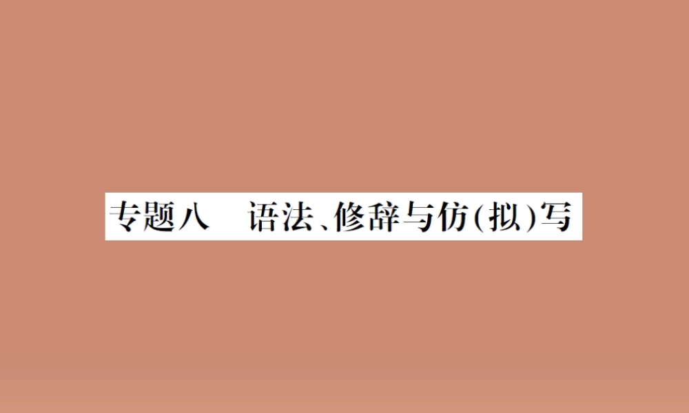 中考语文 专题八 语法、修辞与仿(拟)写课件 语文版 课件