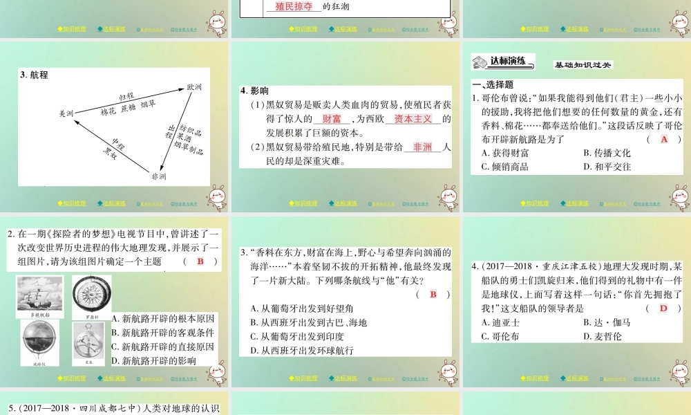 九年级历史上册 第五单元 资本主义的兴起 第十四课 新航线的开辟和早期殖民掠夺课件 川教版 课件