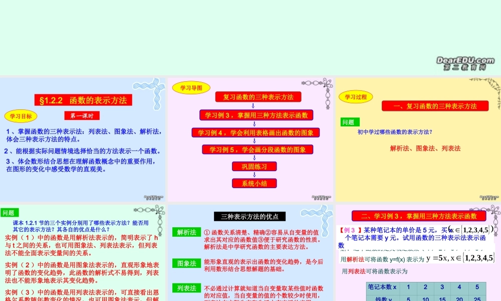 函数的表示法 新课标 人教版 必修1 课件