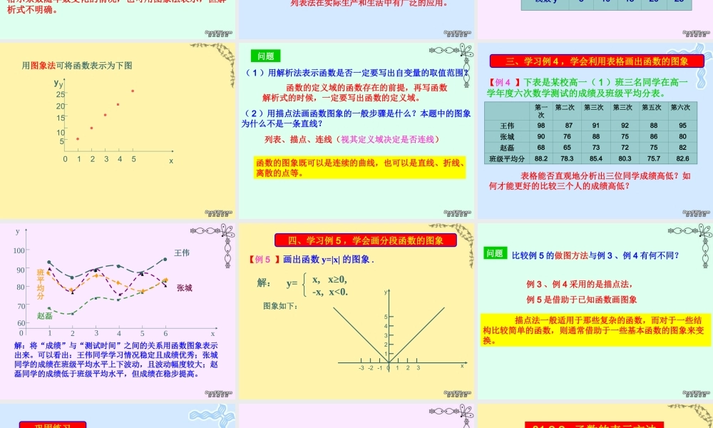函数的表示法 新课标 人教版 必修1 课件