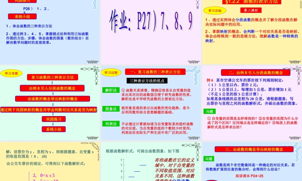 函数的表示法 新课标 人教版 必修1 课件